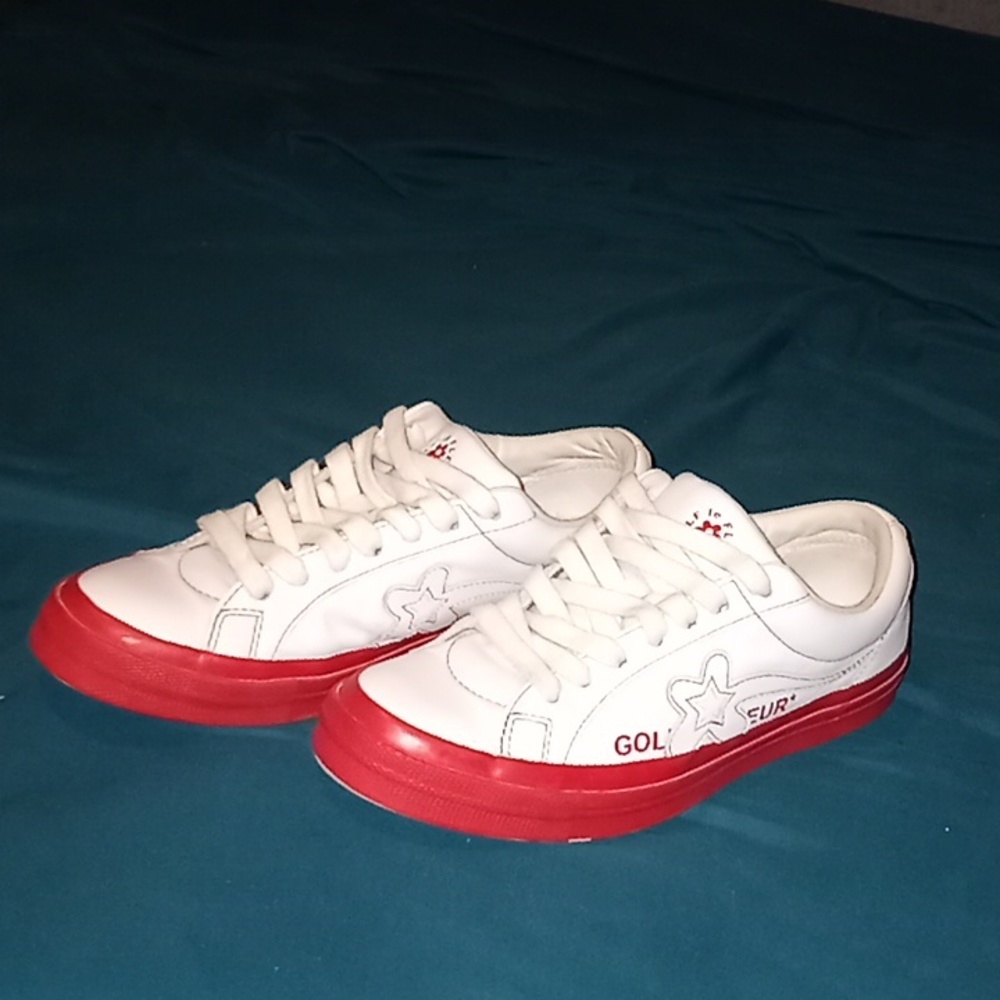 Converse - Golf le fleur , Size Men's U.S 9 , white and red .